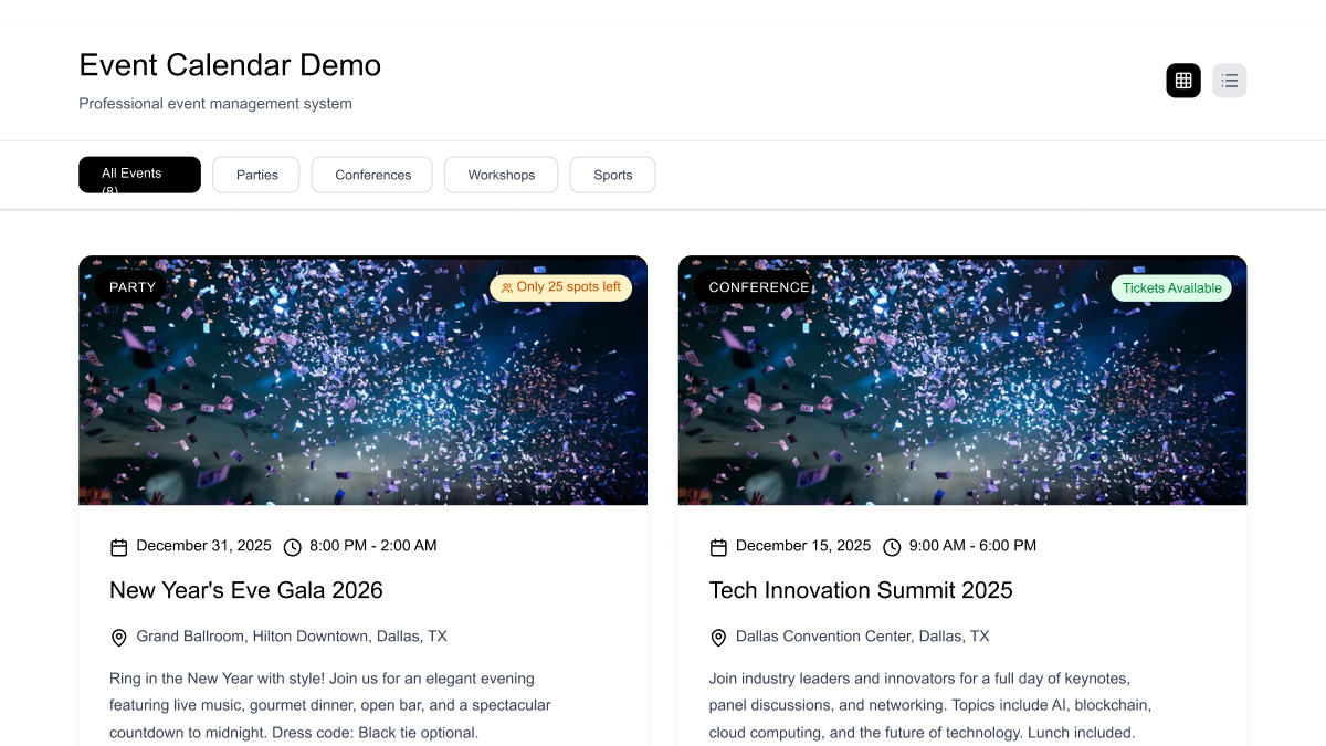 WordPress Events Calendar screenshot 1